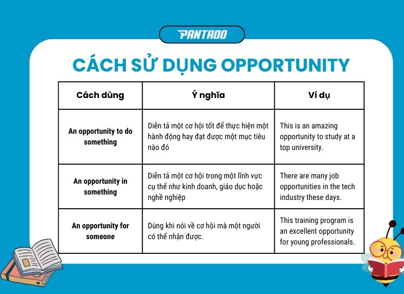 Các cách sử dụng “opportunity”